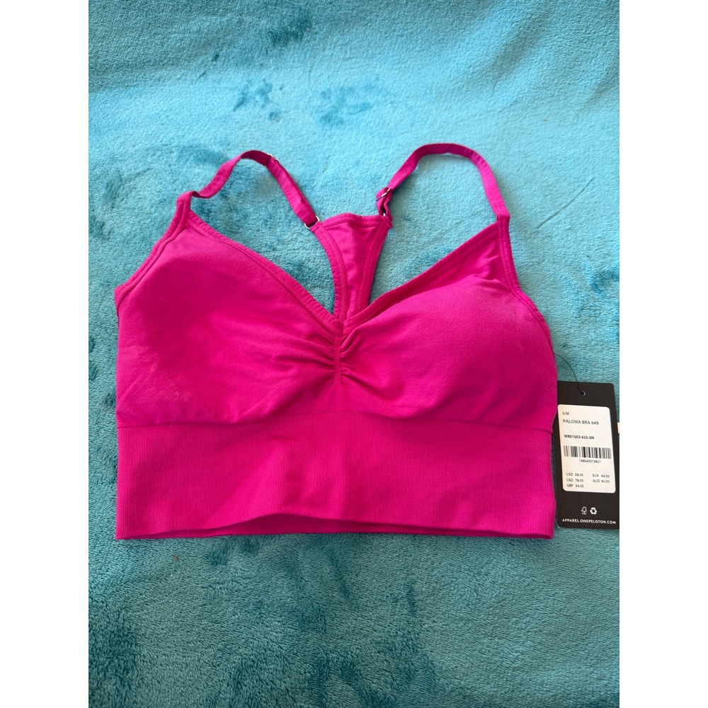 Peloton‎ Paloma Bra 649 Pink Ruched Seamless Racerback Sports Bra WR01003-655-SM